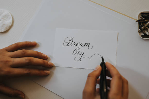 istock Dream big, calligraphy. Close-up image of a handwritten inspirational quote. 1277242874