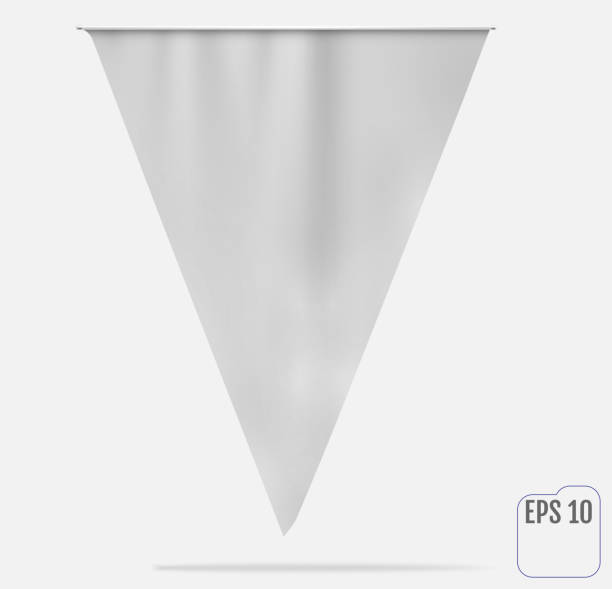 Flag or pennant mockup. Vector Flag or pennant mockup. Realistic banner template. White blank flag. Pennant canvas fabric. pendant stock illustrations