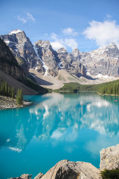 Beautiful Moraine Lake in Banff National Park Breathtaking view of one of the most beautiful places on earth: Moraine Lake in Banff National Park, Canada moraine lake stock pictures, royalty-free photos & images