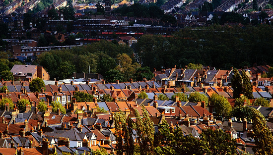 suburban houses view from above muswell hill north london england uk