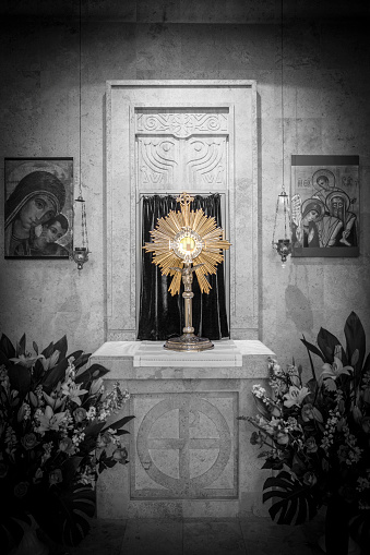 Image of the Blessed Sacrament inside the chapel of adoration