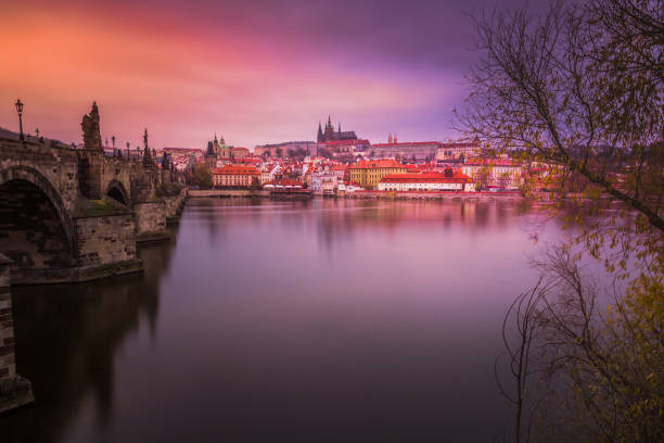 istock Prague panorama with Charles Bridge at sunrise – Czech Republic 1277250652