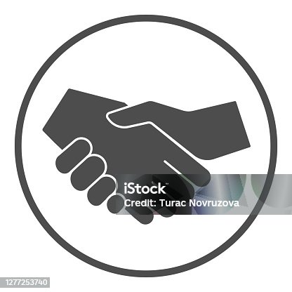 istock White and black handshake solid icon,  concept, Business partners greeting sign on white background, Black and white brother shaking hands icon in glyph. Vector graphics. 1277253740