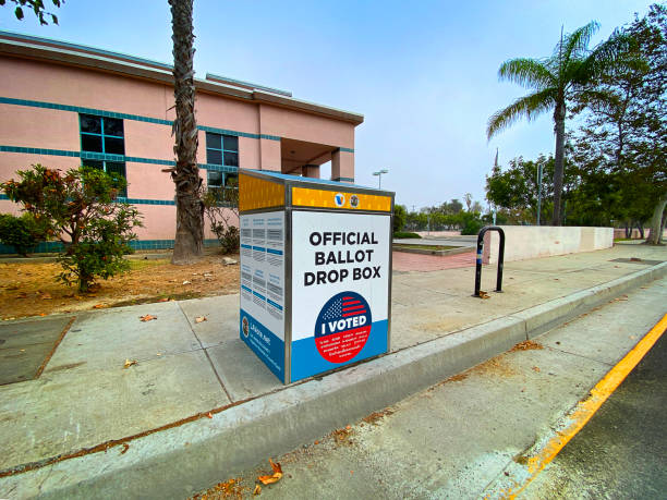 Election 2020 Ballot Drop Box Venice, California, USA - September 27, 2020: ballot drop box outside of library ballot box photos stock pictures, royalty-free photos & images