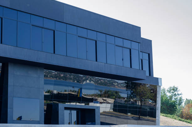istock Futuristic modern building clad in black glass. 1277266553