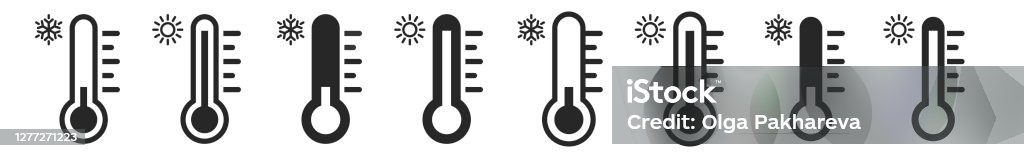 Temperature Set Sign Flat Design Temperature Mode Symbol Set Vector Illustration Stock ...