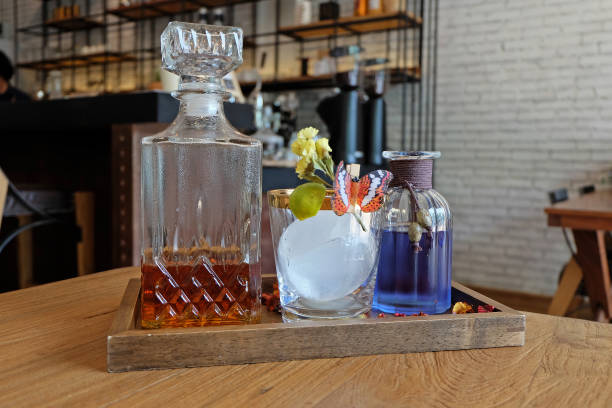 Iced butterfly pea flower tea and mocktail