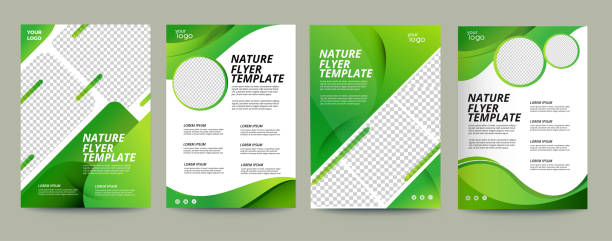 illustrations, cliparts, dessins animés et icônes de vecteur eco flyer, affiche, brochure, modèle de couverture de magazine. feuille verte moderne, conception d’environnement. - vecteur - abstract leaf green backgrounds