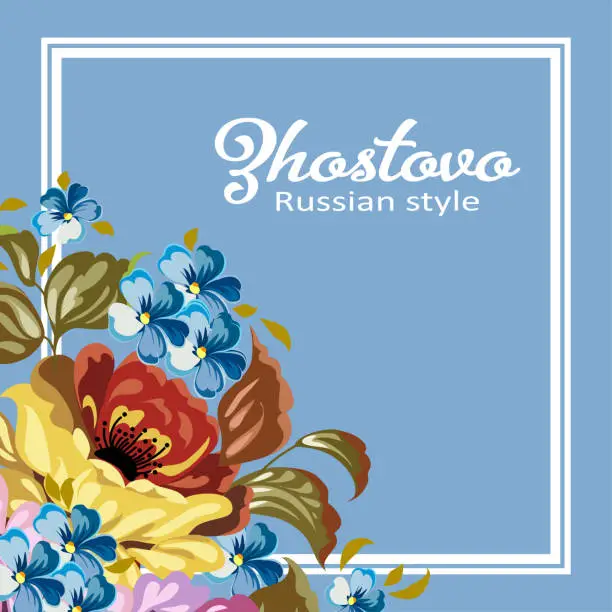 Vector illustration of Russian Zhostovo painting ,Russian style decoration and design element, vector graphics.