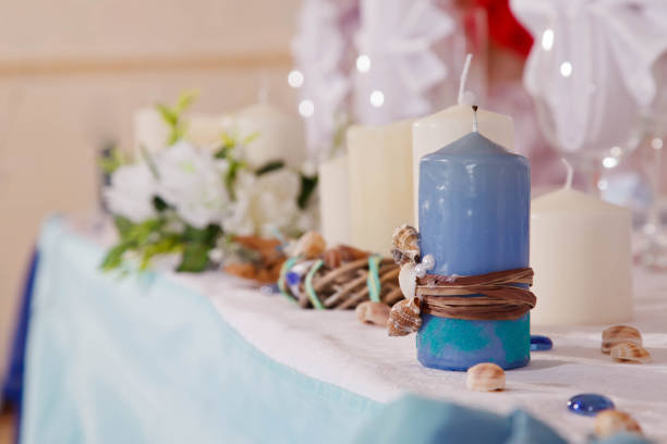 istock Wedding table decor in restaurant on background of interior 1277281088