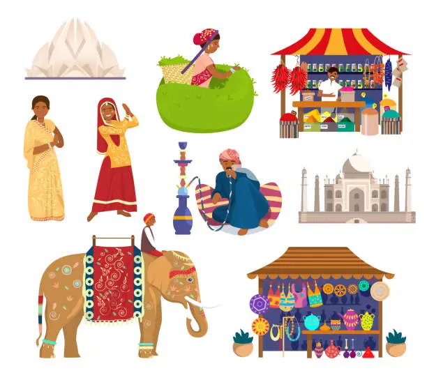 Vector illustration of Indian vector set.