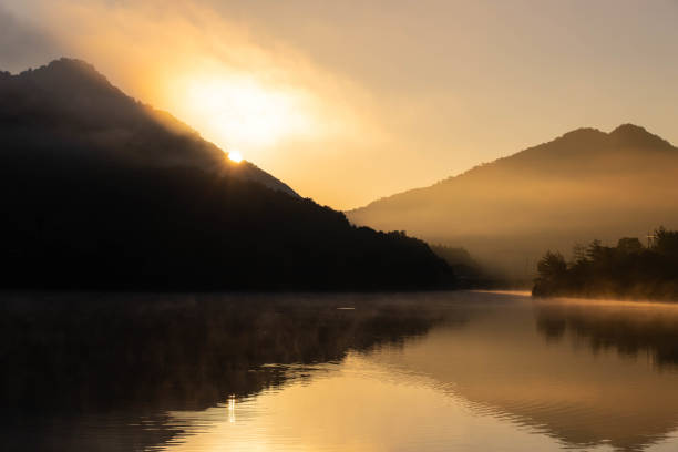 istock The sunrise over the lake and mountain ridges 1277284162