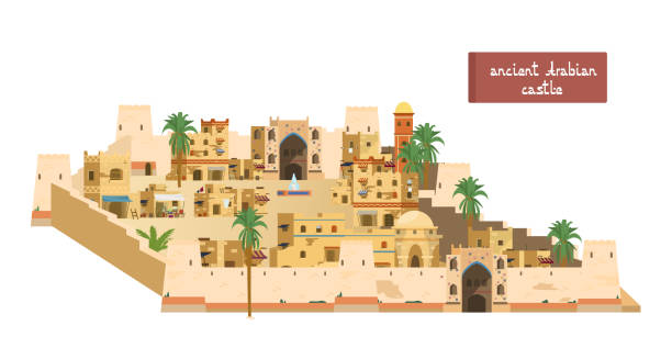 illustrations, cliparts, dessins animés et icônes de château arabe antique - town of egypt