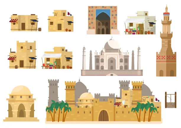 Vector illustration of set of Islamic architecture