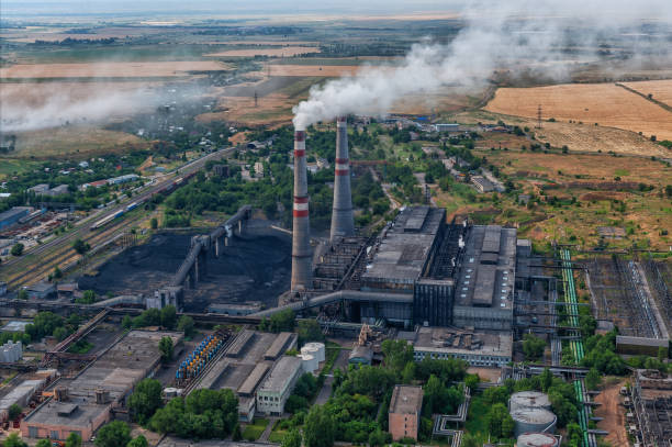 istock Coal power plant pollutes the environment 1277286881