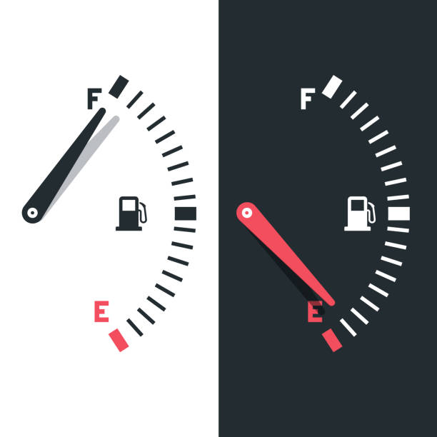 ilustrações de stock, clip art, desenhos animados e ícones de fuel gauge icons set vector illustration - gas gauge full empty