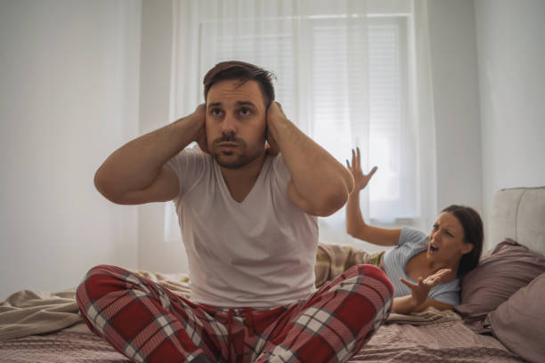 istock Couple arguing in bedroom 1277288647