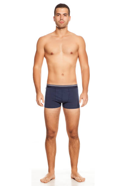 흰색 배경에 팬티에 셔츠없는 잘 생긴 남자 - underwear men mens underpants male 뉴스 사진 이미지