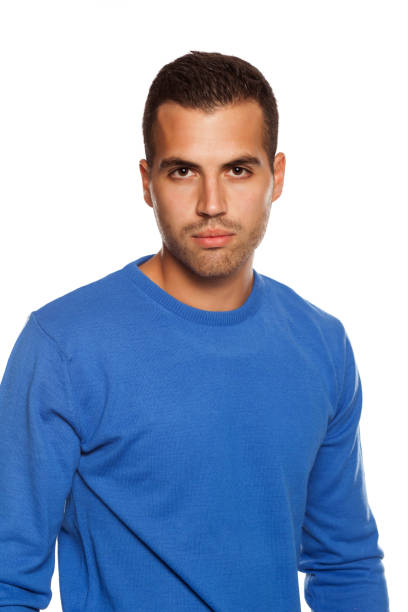 Close-up of smart model with spiked hair and v - neck t-shirt