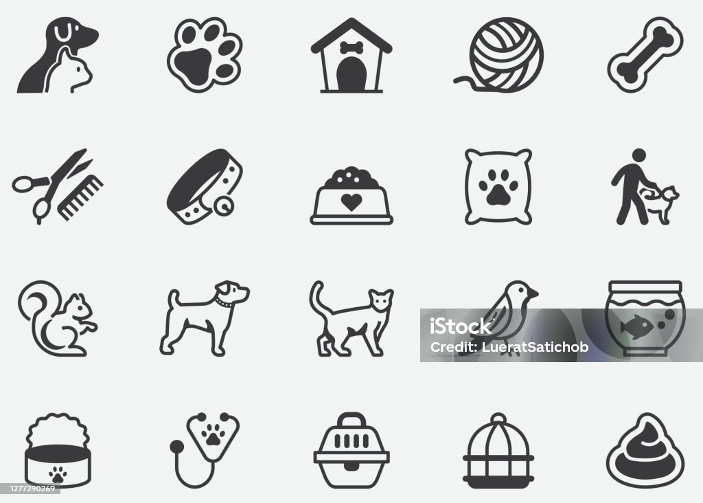 Pet Domestic Animals Pixel Perfect Icons Pets stock vector