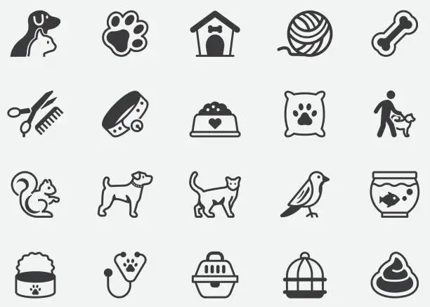 Vector illustration of Pet Domestic Animals Pixel Perfect Icons