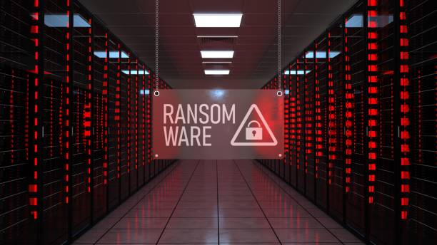 Alert Data Center Ransomware Ransomware alert in the data center. 3d illustration. ransomware stock pictures, royalty-free photos & images
