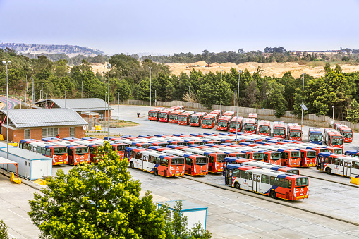 Rea Vaya bus depot, the city public trasportation service in Johannesburg, Johannesburg is also known as Jozi, Jo'burg or eGoli, is the largest city in South Africa