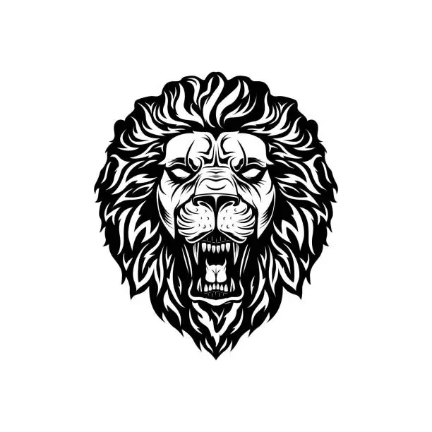 Vector illustration of isolated badass angry lion head vector illustration