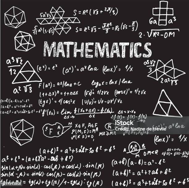 Large Math Science Formulas The Board Is Covered With Scientific Formulas And Calculations In ...