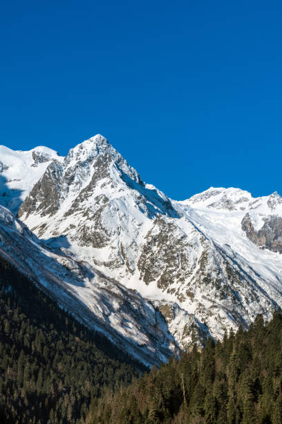 istock Snowcapped mountain peak under clear blue sky 1277294824