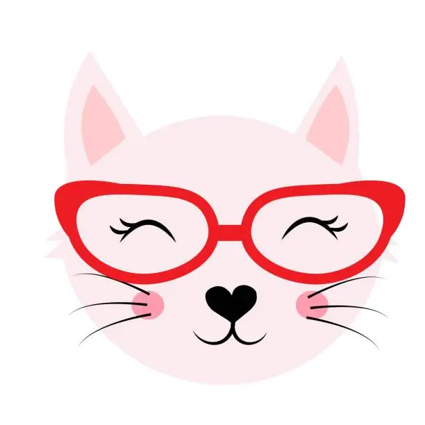 Vector illustration of cute cartoon animal with red glasses vector illustration