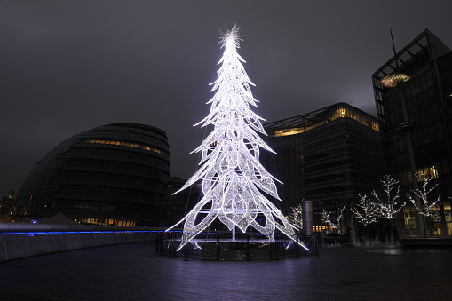 Christmas tree decorations in London UK