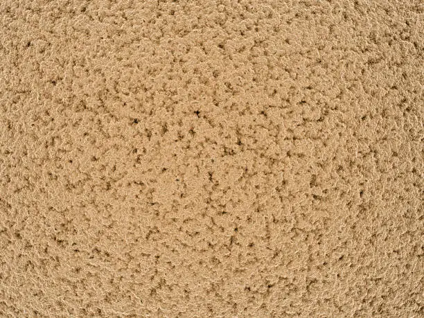 Photo of Macro view illustration of a light brown fluffy material resembling a satellite view of a desert or a mountain