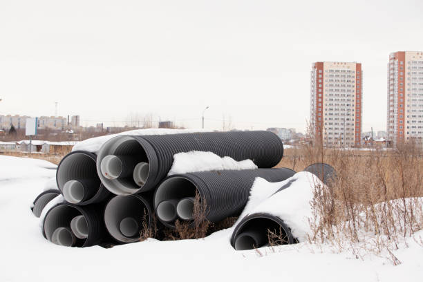 stopped process of laying of engineering and heating systems. Frozen until warming.