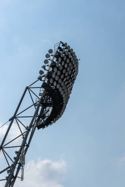 istock close up view of giant stadium lights with blue sky behind 1277306254