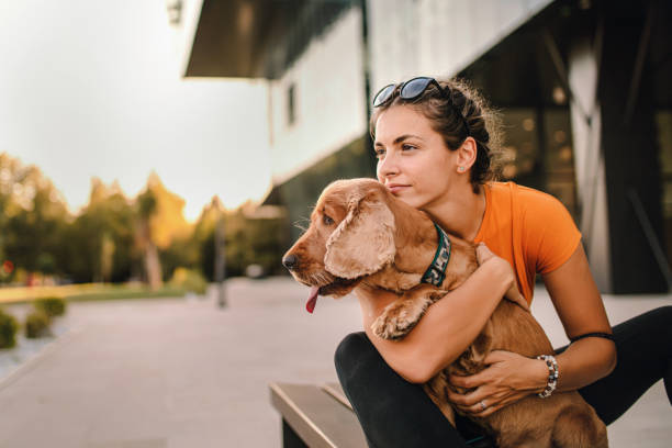 istock Beautiful young woman with her cocker spaniel dog 1277318831