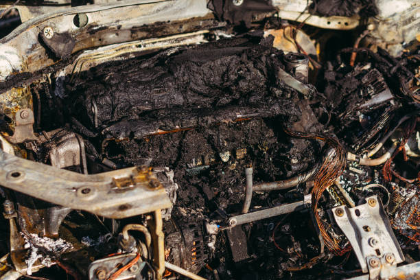 istock Car. Burned-out cars after the fire. 1277319155