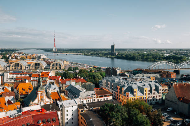 istock Riga old town panoramic view from St. Peter's Church observatory in Latvia 1277323032