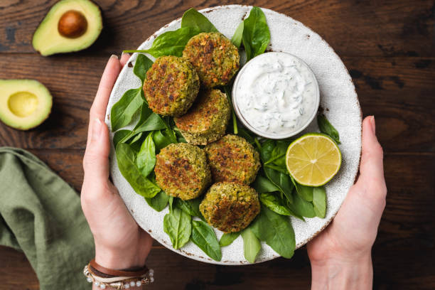 istock Vegetarian chickpea falafel with tzatziki sauce 1277323478