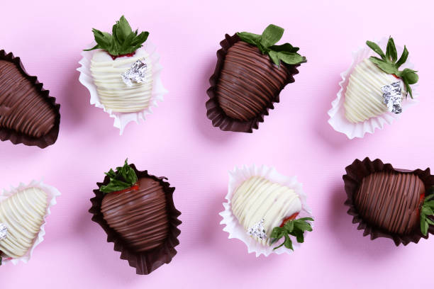 istock Beautiful desert with berries covered in chocolate. 1277325377