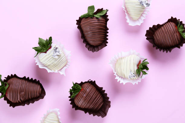 istock Beautiful desert with berries covered in chocolate. 1277325483