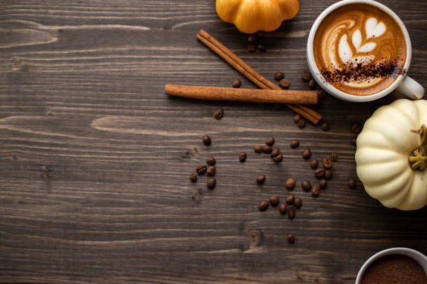 istock Pumpkin spice latte on a wooden background 1277326070