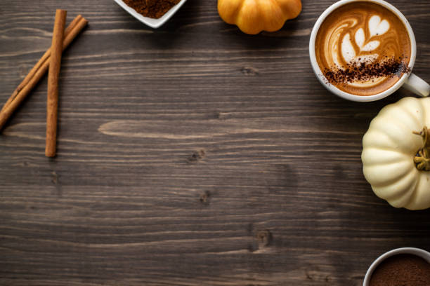 istock Pumpkin spice latte on a wooden background 1277326114