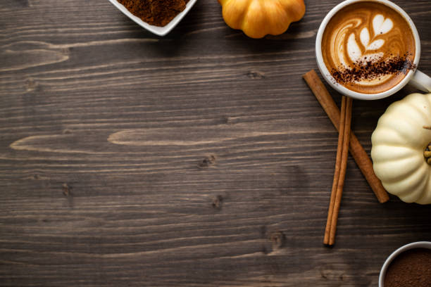 istock Pumpkin spice latte on a wooden background 1277326168