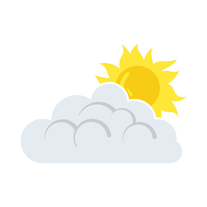 Sun Behind Clouds Icon. Flat Color Design. Vector Illustration.