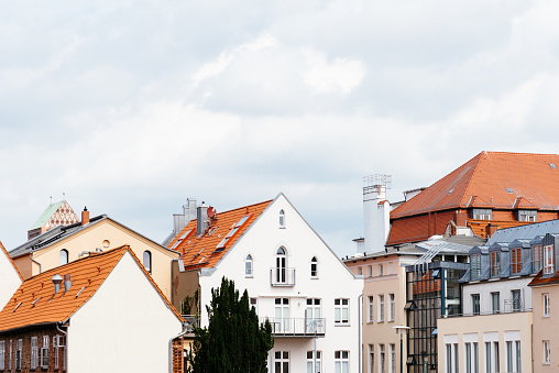 Cityscape of historic European town, Wismar, Germany