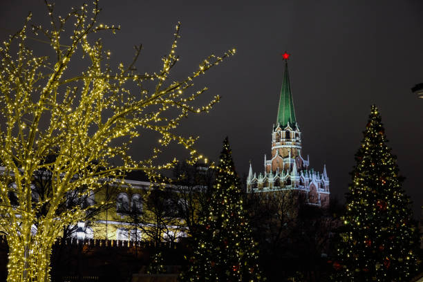 Christmas tree decoration in Moscow Russia