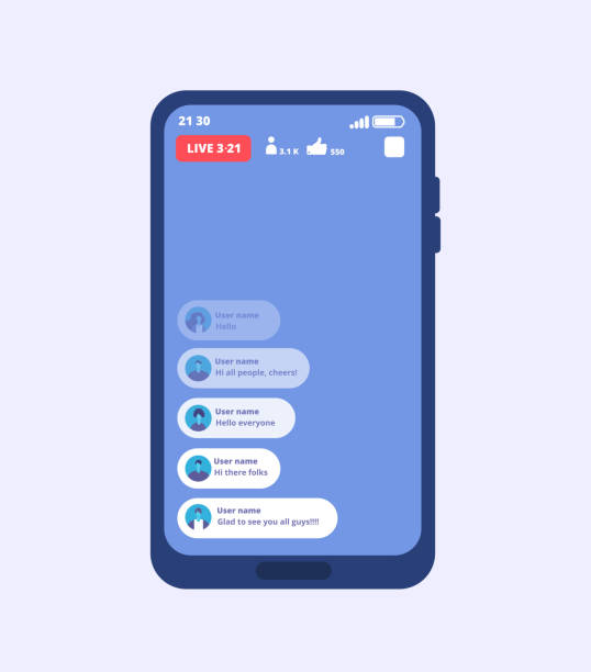istock Smartphone live video stream. Streaming videos on cellphone with ui inspired by facebook. Vector template 1277336517