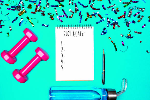 istock Christmas Sport Set with Dumbbells and Goals list. 1277337297