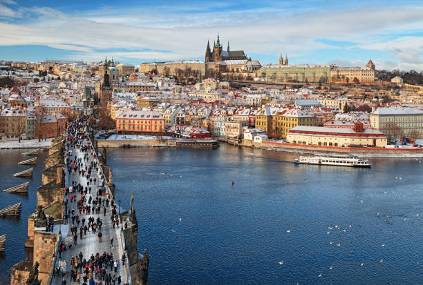 istock View of Prague and Charles Bridge at winter 1277340780
